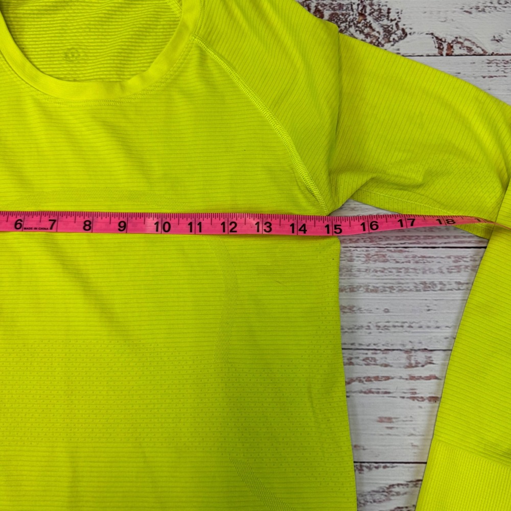 Lululemon Long Sleeve Athletic Top Women Yellow Crew Neck Seamless Performance 6 - Picture 3 of 5